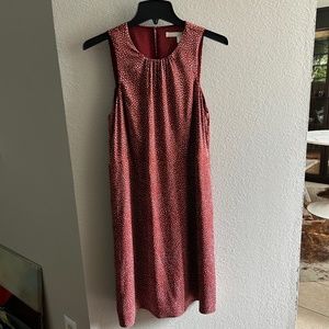 Nordstrom silk dress, size 4, rust with cream asymmetrical dots